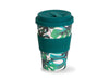 Bicchiere MESSICO travel mug in bambù con fascetta in silicone termica fantasia foglie tropicali 400ml - Dolci pensieri gift