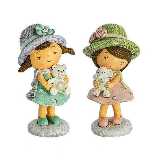 Bomboniera FANCIULLA CON CAPPELLO 2 ASSORTITI RESINA 5X10 - Dolci pensieri gift