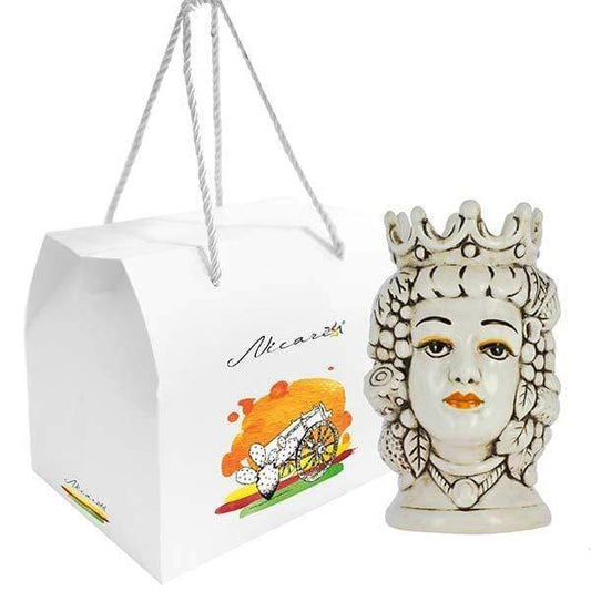 BOMBONIERA TESTA DI MORO DONNA FRUTTA BIANCA DECORATA CON SCATOLA D. 9X14 - Dolci pensieri gift