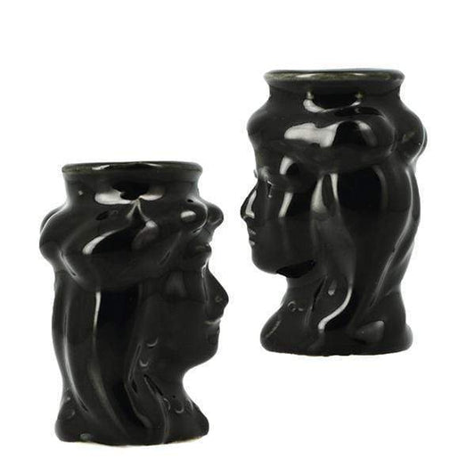 BOMBONIERA VASETTO TESTE DI MORO 2 ASSORTITI PORCELLANA LUCIDA NERO D. 4,5X6,5 - Dolci pensieri gift
