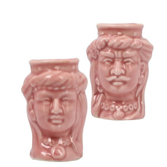 BOMBONIERA VASETTO TESTE DI MORO 2 ASSORTITI PORCELLANA LUCIDA ROSA D. 4,5X6,5 - Dolci pensieri gift