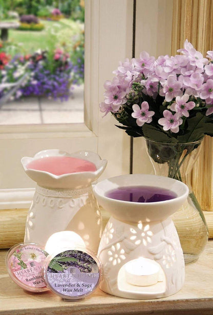 Bruciatore porta candela in ceramica traforato profumatore d'essenza shabby chic - Dolci pensieri gift