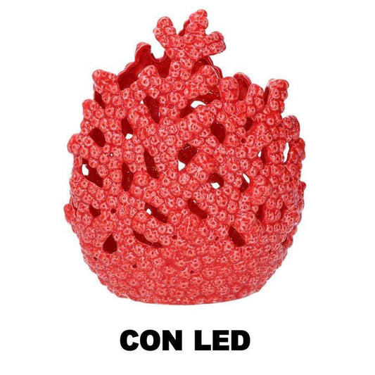 Capri vaso con led corallo rosso arredamento casa 21 cm - Dolci pensieri gift