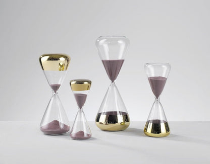 Clessidra in vetro 5 min con sabbia rosa decorazione oro - Dolci pensieri gift