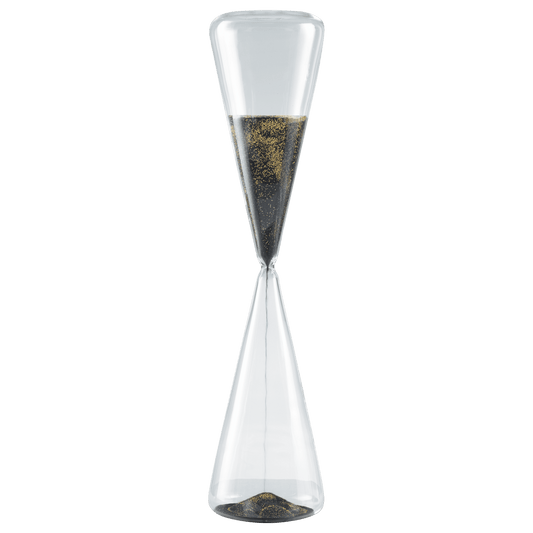 Clessidra in vetro con sabbia bicolore nero e oro altezza 40 cm - Dolci pensieri gift