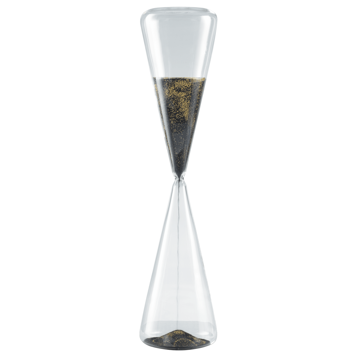 Clessidra in vetro con sabbia bicolore nero e oro altezza 50 cm - Dolci pensieri gift