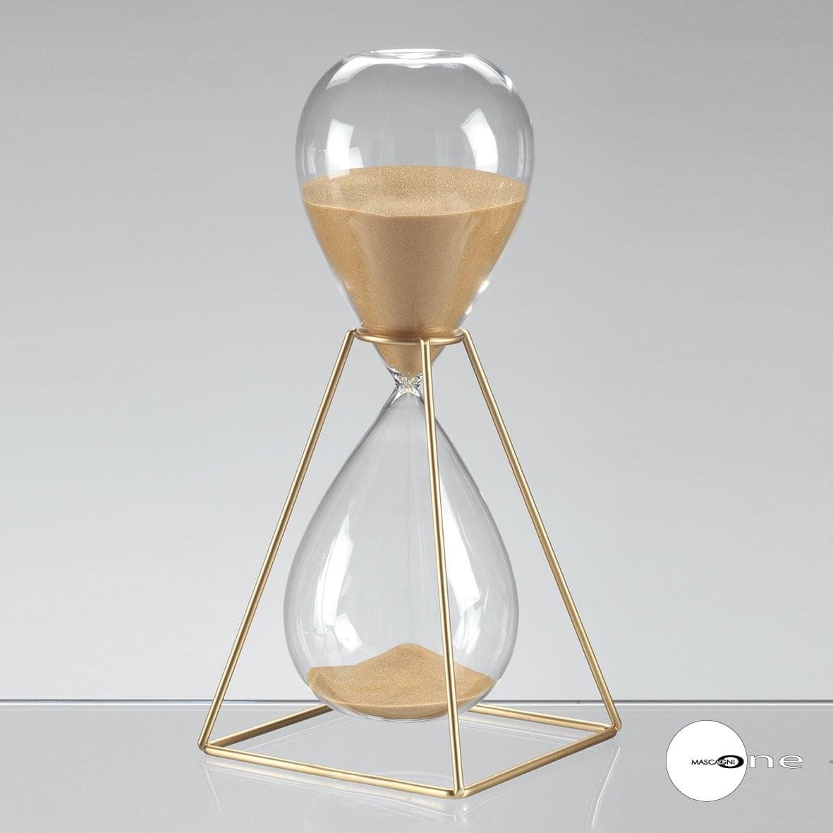 Clessidra magnetica in vetro con sabbia beige/oro supporto in metallo moderna h 28 cm - Dolcipensierigift