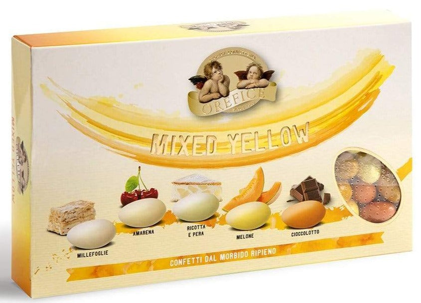 Confetti con mandorla confezione 1 kg gusto MIXED YELLOW GIALLI per confettata QUALITA' TOP - Dolci pensieri gift