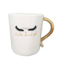 Tazza Mug in ceramica con occhi Bianco manico oro 380ml - Dolci pensieri gift