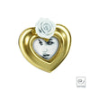 Cornice porta foto portafoto a forma di cuore colore oro con rosa bianca - Dolci pensieri gift