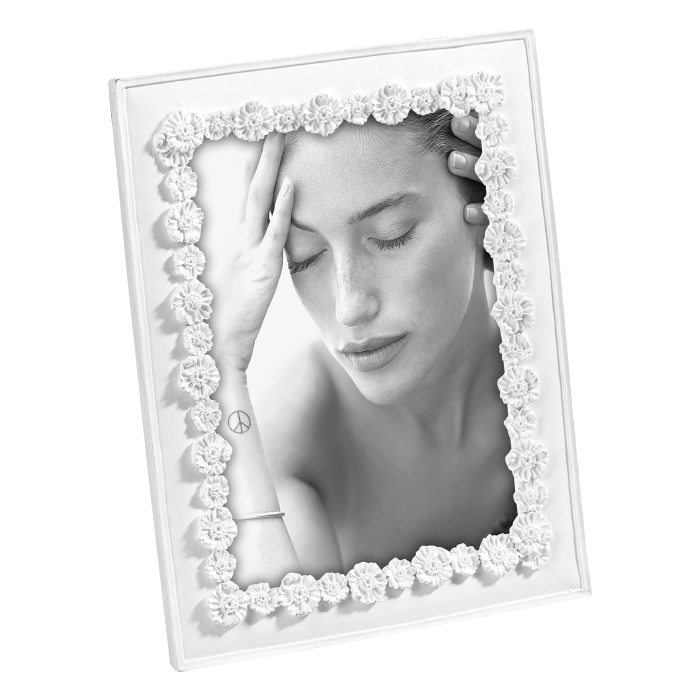 Cornice portafoto bianca shabby chic con decorazione floreale 13 x 18 cm - Dolci pensieri gift