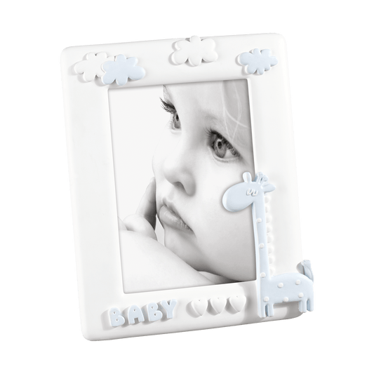 Cornice portafoto con cuori giraffa azzurro shabby chic 13x18 cm - Dolci pensieri gift