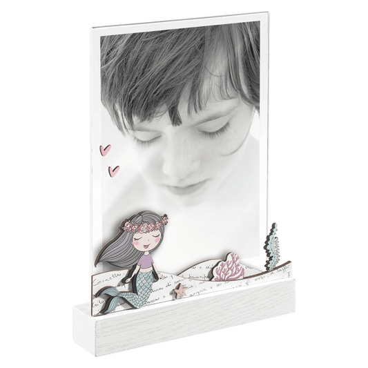 Cornice Portafoto fiabe legno e vetro 13 x 18 cm Sirenetta porta fotografia - Dolcipensierigift