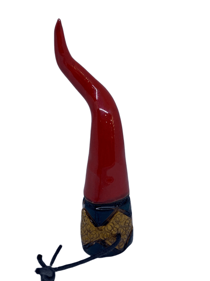 Corno rosso base decorata appendibile ceramica artigianale portafortuna 14 cm bomboniera - Dolci pensieri gift