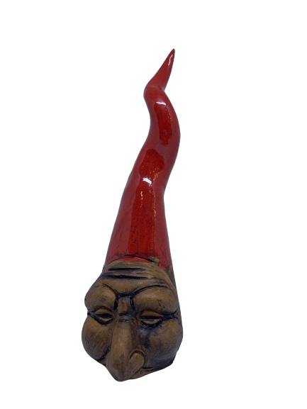 Corno rosso con maschera pulcinella in ceramica artigianale portafortuna 25 cm - Dolci pensieri gift