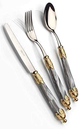 D&D - Domus And Design CD24SIGS/GR Set Posate, Acciaio 18/10 / Metcrilato, Grigio - Dolci pensieri gift
