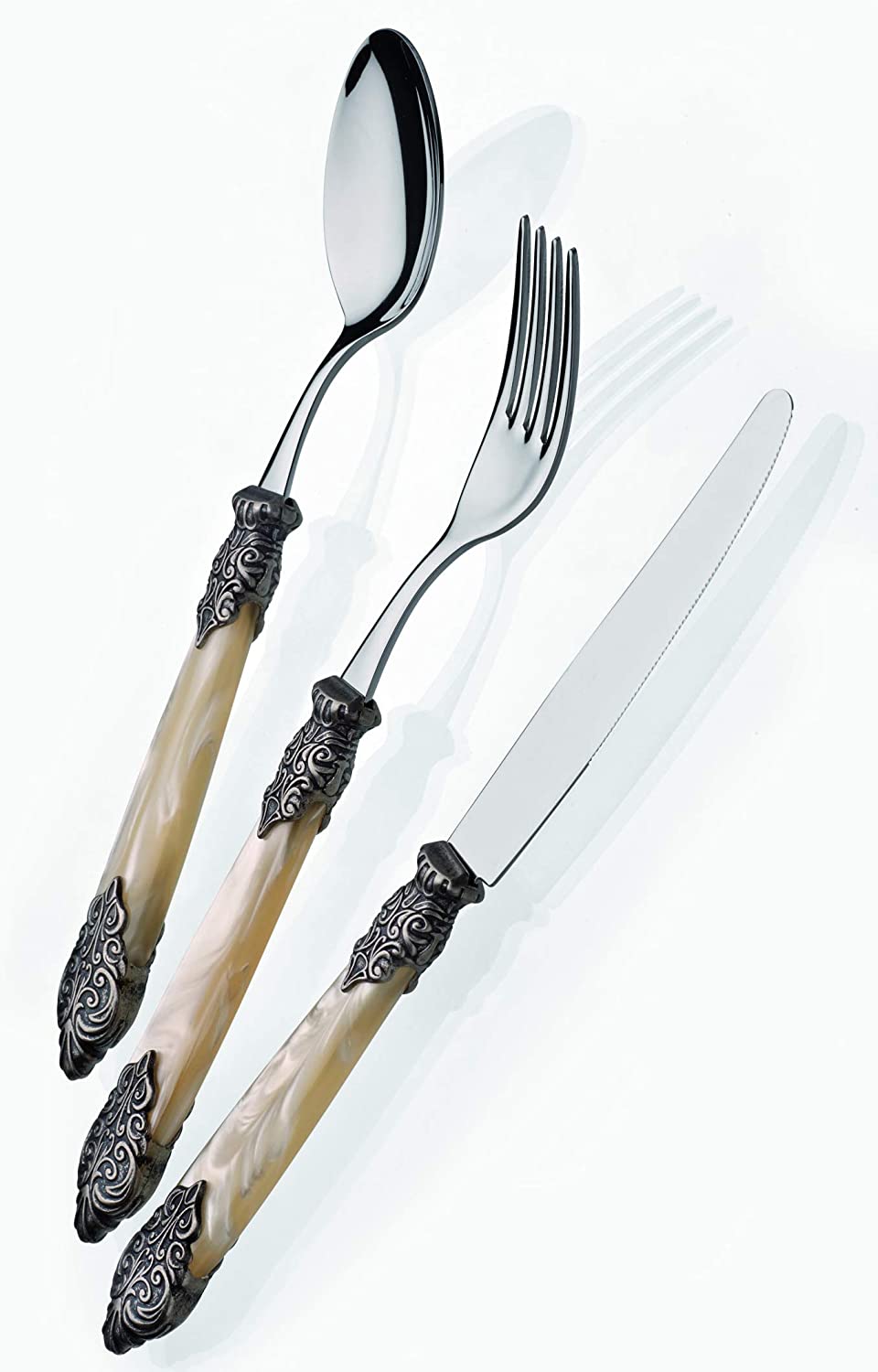 D&D - Domus And Design CD24VEAS/CH Set Posate, Acciaio 18/10 / Metcrilato, Champagne Perlato - Dolci pensieri gift