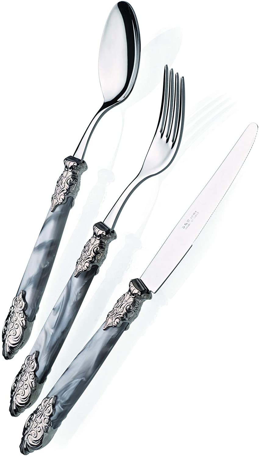 D&D - Domus And Design CD24VESS/GR Set Posate, Acciaio 18/10 / Metcrilato, Grigio Perlato - Dolci pensieri gift