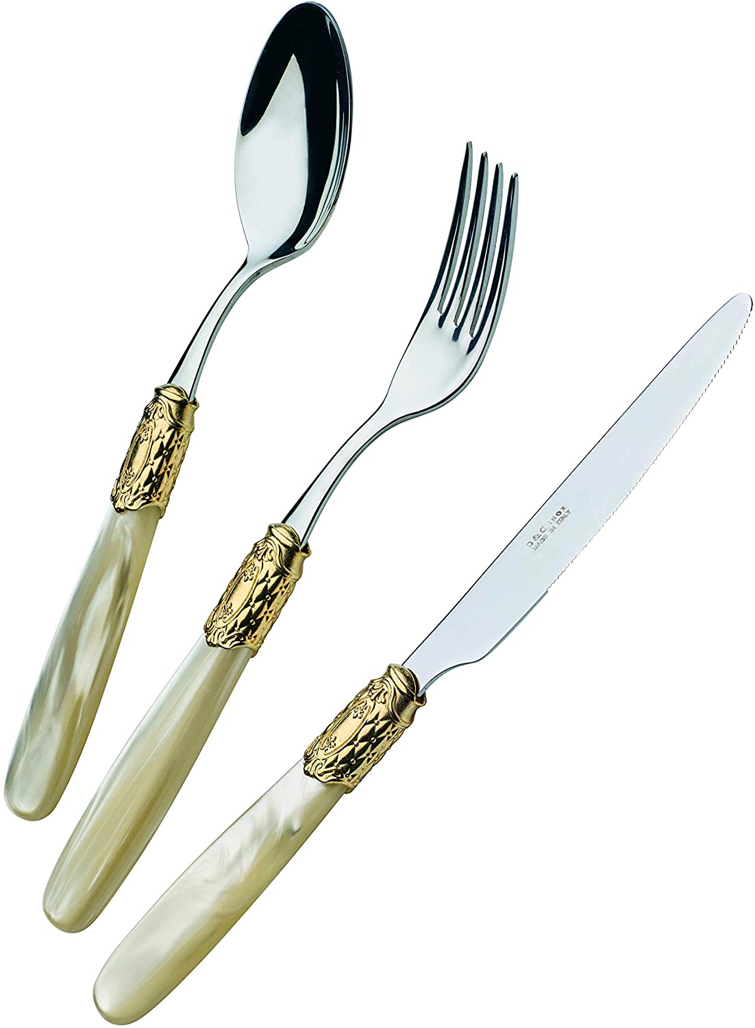 D&D - Domus and Design CD24VTGS/CH Set Posate, Acciaio 18/10 / Metcrilato, Champagne Perlato - Dolci pensieri gift