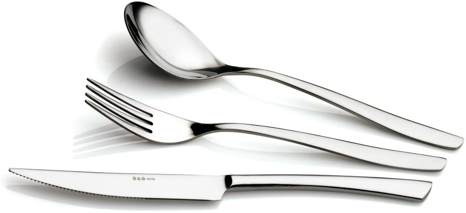 D&D - Domus And Design Glamour Set Posate in Confezione Vetrina, Acciaio 18/10, Grigio - Dolci pensieri gift