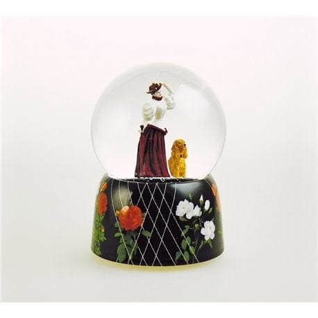 Globo di neve Signora con cane carillon decoro natalizio 10 cm - Dolci pensieri gift