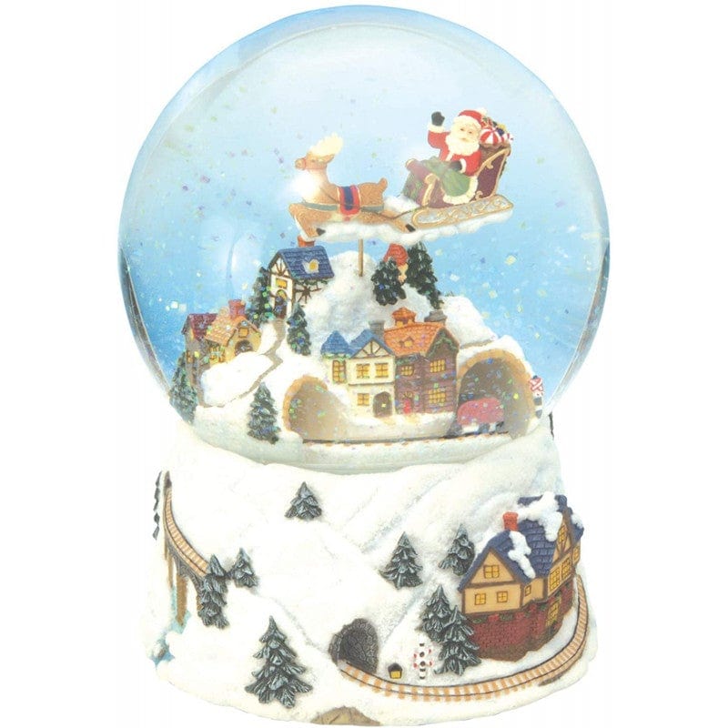 Globo di neve slitta di Babbo Natale carillon decoro natalizio 15cm - Dolci pensieri gift