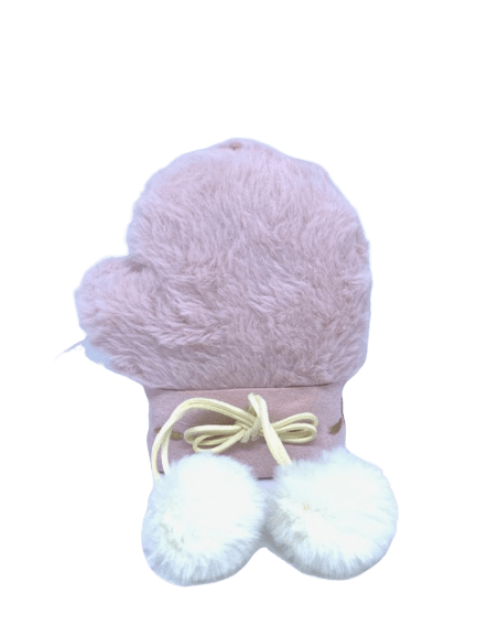 Guanti da neve rosa decorazione albero di natale con pelliccia tessuto - Dolci pensieri gift