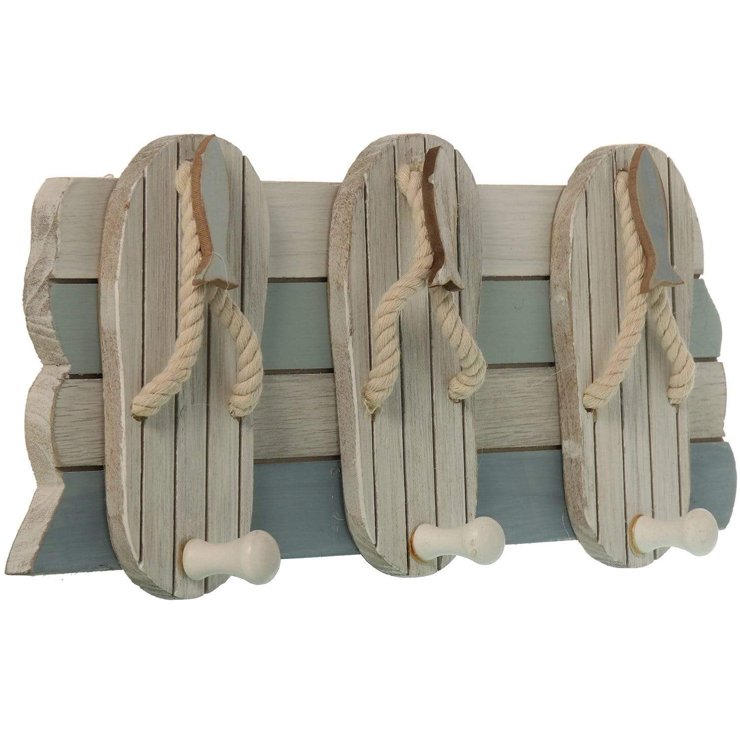 Ischia appendiabiti 3 ganci con Sandali da spiaggia con Pesci in legno 40x15,5x6cm - Dolci pensieri gift
