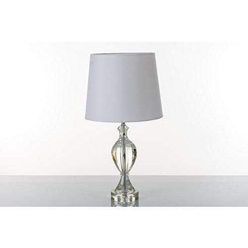 Lampada da tavolo in cristallo sagomata H 37 cm design paralume bianco panna - Dolci pensieri gift