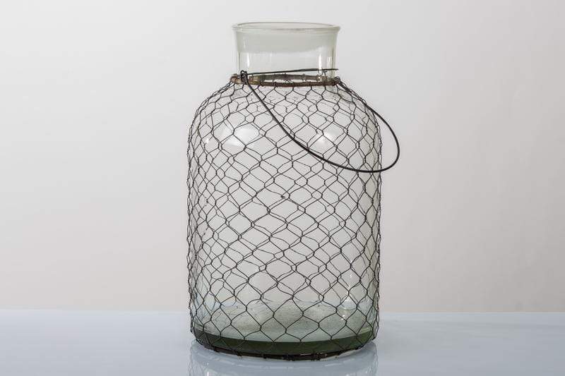Lanterna in vetro Portacandela con rete in metallo Altezza 27 cm barattolo - Dolci pensieri gift