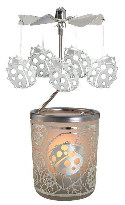 Lanterna porta candela giostrina con rilievo argentato carosello coccinella - Dolci pensieri gift