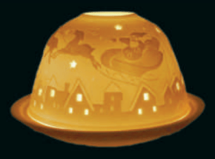 Lanterna portacandela starlight con rilievi porta candela BABBO NATALE CON RENNA E SLITTA - Dolci pensieri gift