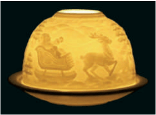 Lanterna portacandela starlight con rilievi porta candela Babbo Natale con Slitta - Dolci pensieri gift