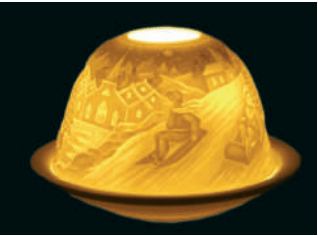 Lanterna portacandela starlight con rilievi porta candela Natalizia BAMBINO CON SLITTINO - Dolci pensieri gift