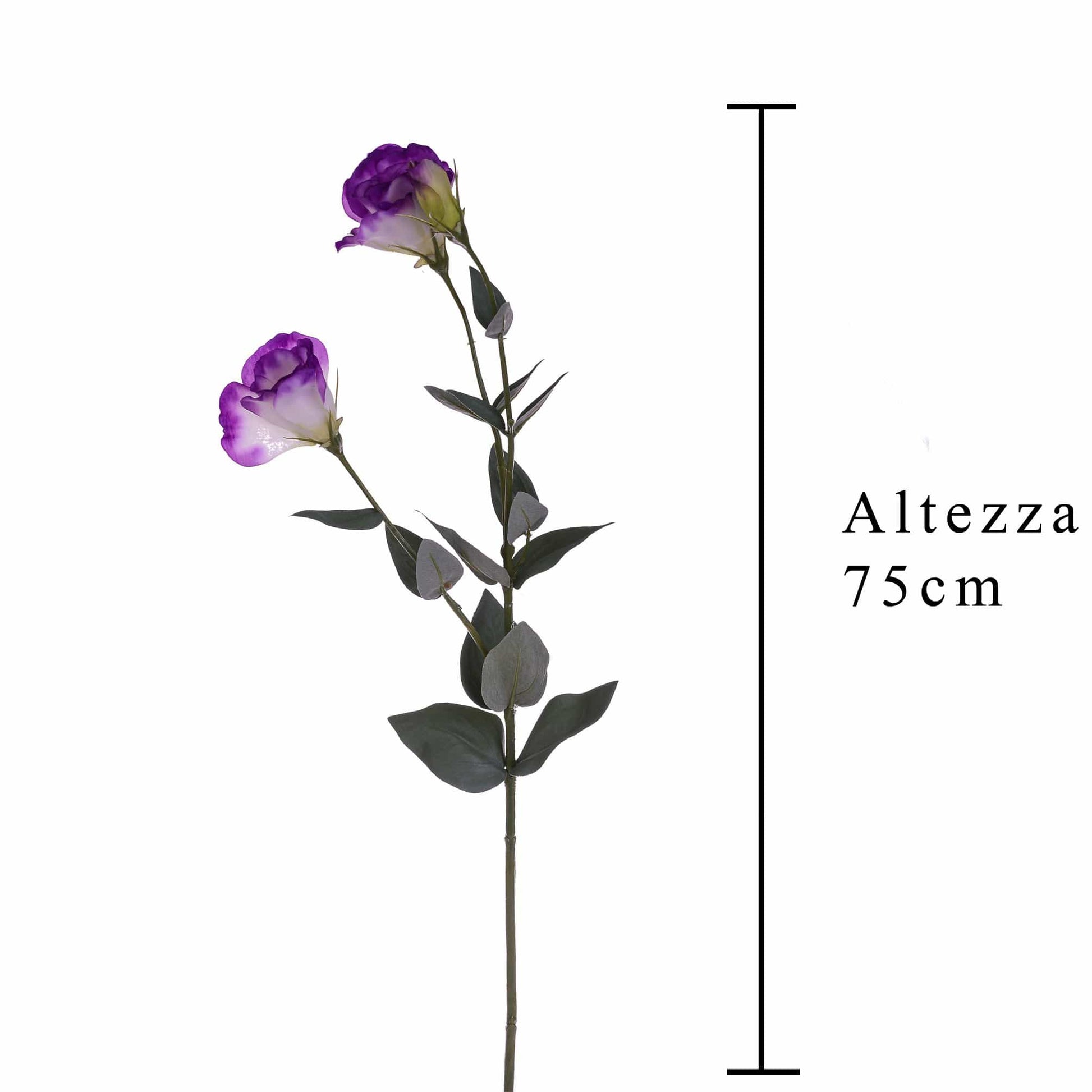 Lisianthus fiore fucsia e bianco artificiale ramo con foglie 75 cm - Dolci pensieri gift