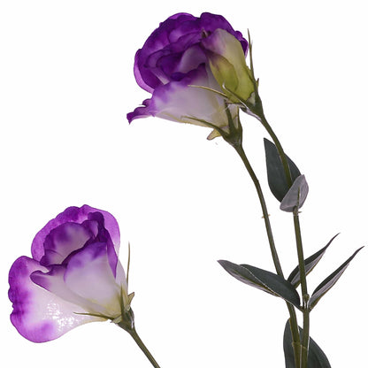 Lisianthus fiore fucsia e bianco artificiale ramo con foglie 75 cm - Dolci pensieri gift