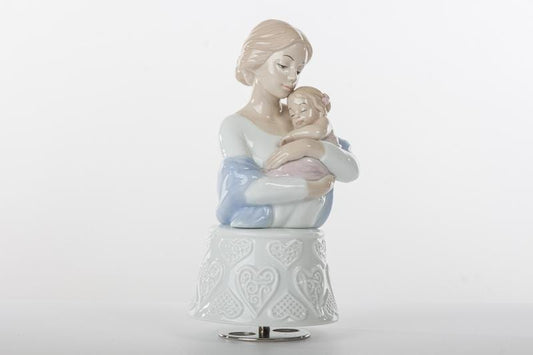 Madre con bambina carillon in porcellana bomboniera comunione nascita battesimo - Dolci pensieri gift