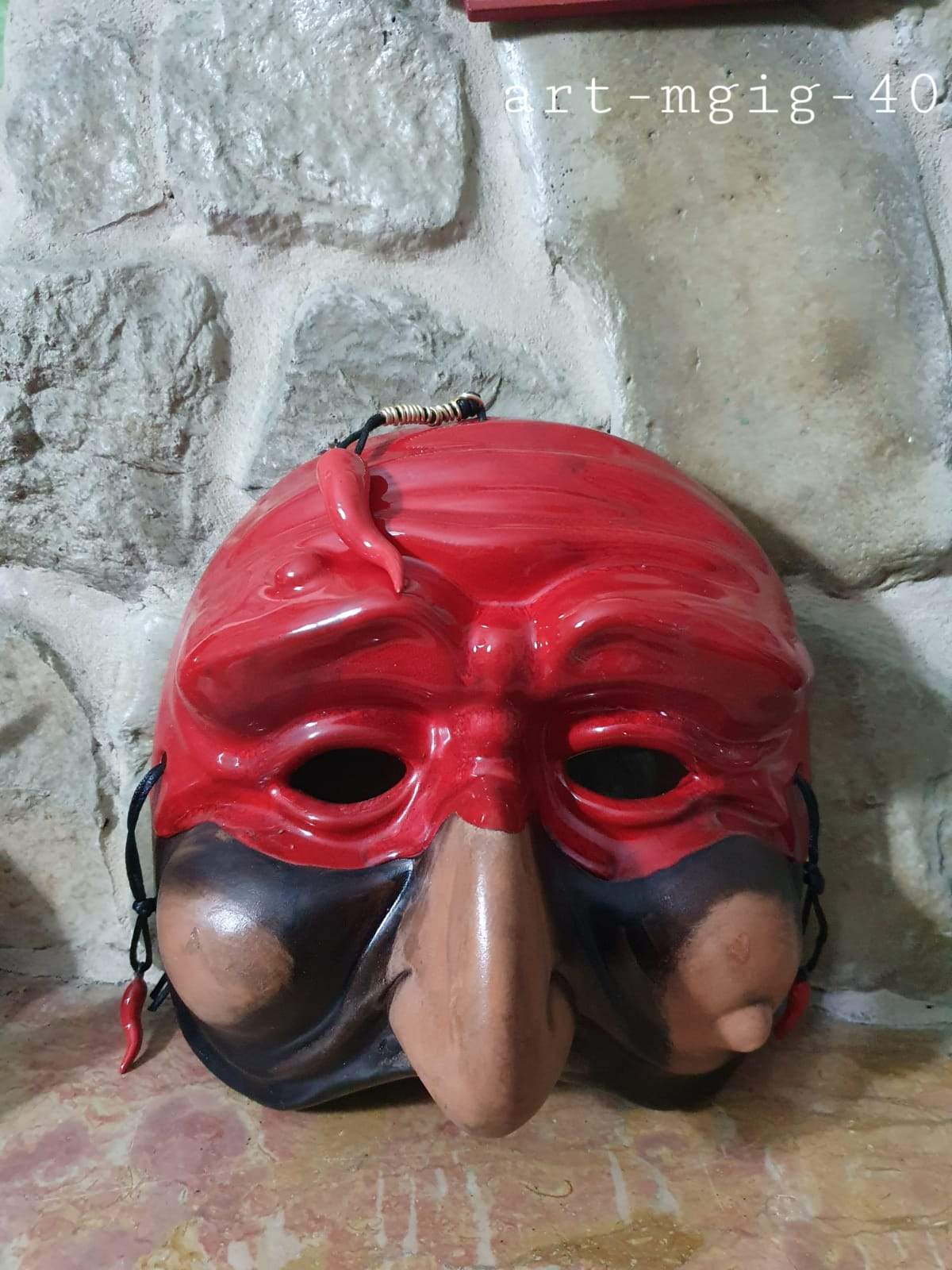 Maschera Napoletana portafortuna in Ceramica Artigianale - Dolci pensieri gift