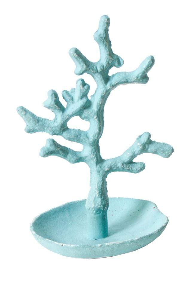 Mediterraneo Portagioie in metallo corallo blu 20 cm porta collane anelli - Dolci pensieri gift