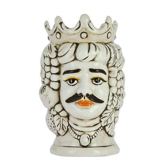 NICARè TESTA DI MORO RE UOMO FRUTTA BIANCA DECORATA CERAMICA CALTAGIRONE D. 18X28 - Dolci pensieri gift
