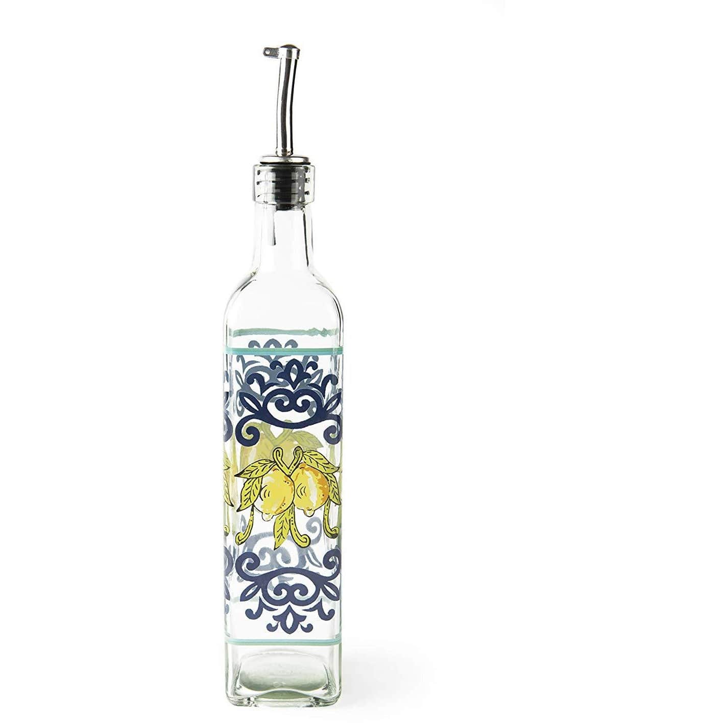 Oliera in Vetro con beccuccio dosatore decorazione limoni Amalfi - Dolci pensieri gift