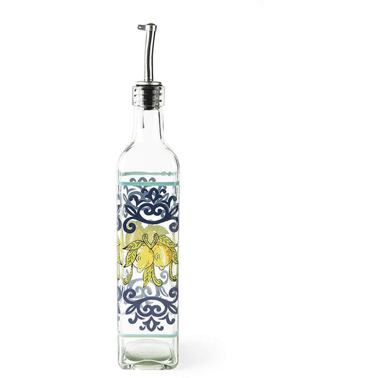 Oliera in Vetro con beccuccio dosatore decorazione limoni Amalfi - Dolci pensieri gift