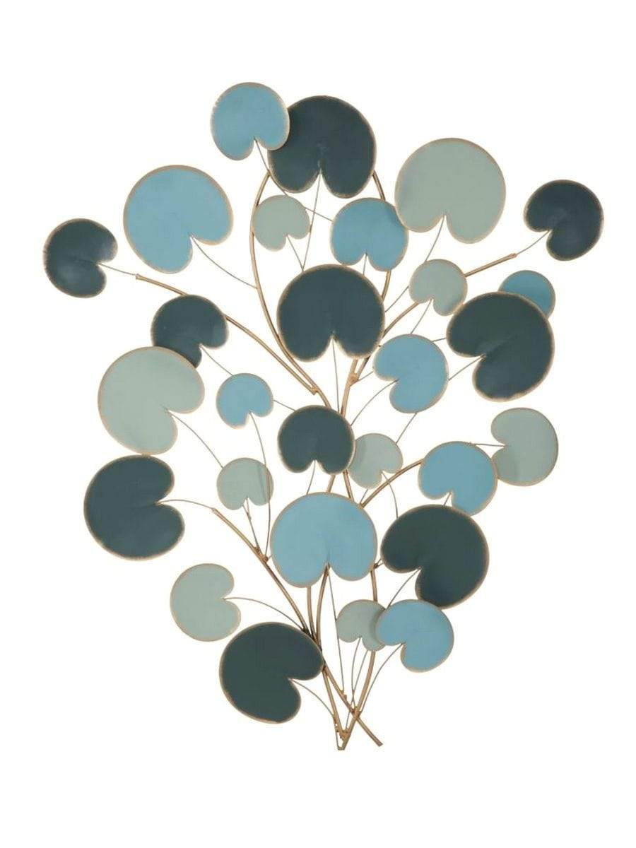 Pannello in ferro con foglie azzurro blu cobalto tiffany 72 x 90 cm - Dolci pensieri gift