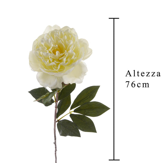 Peonia artificiale in tessuto Bianco fiore 75 cm - Dolci pensieri gift