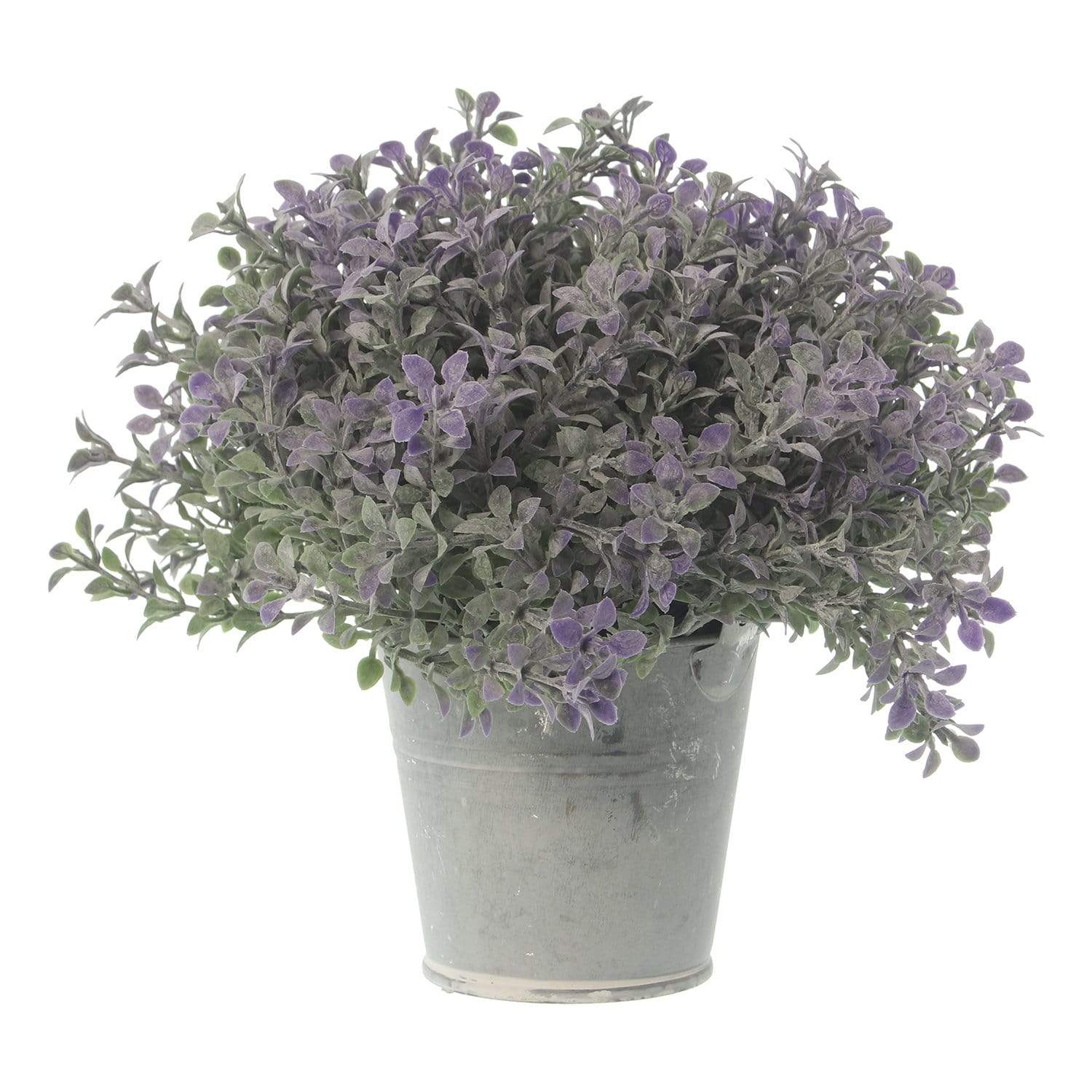 Piantina artificiale viola e verde con vaso in metallo country chic 16 cm - Dolci pensieri gift