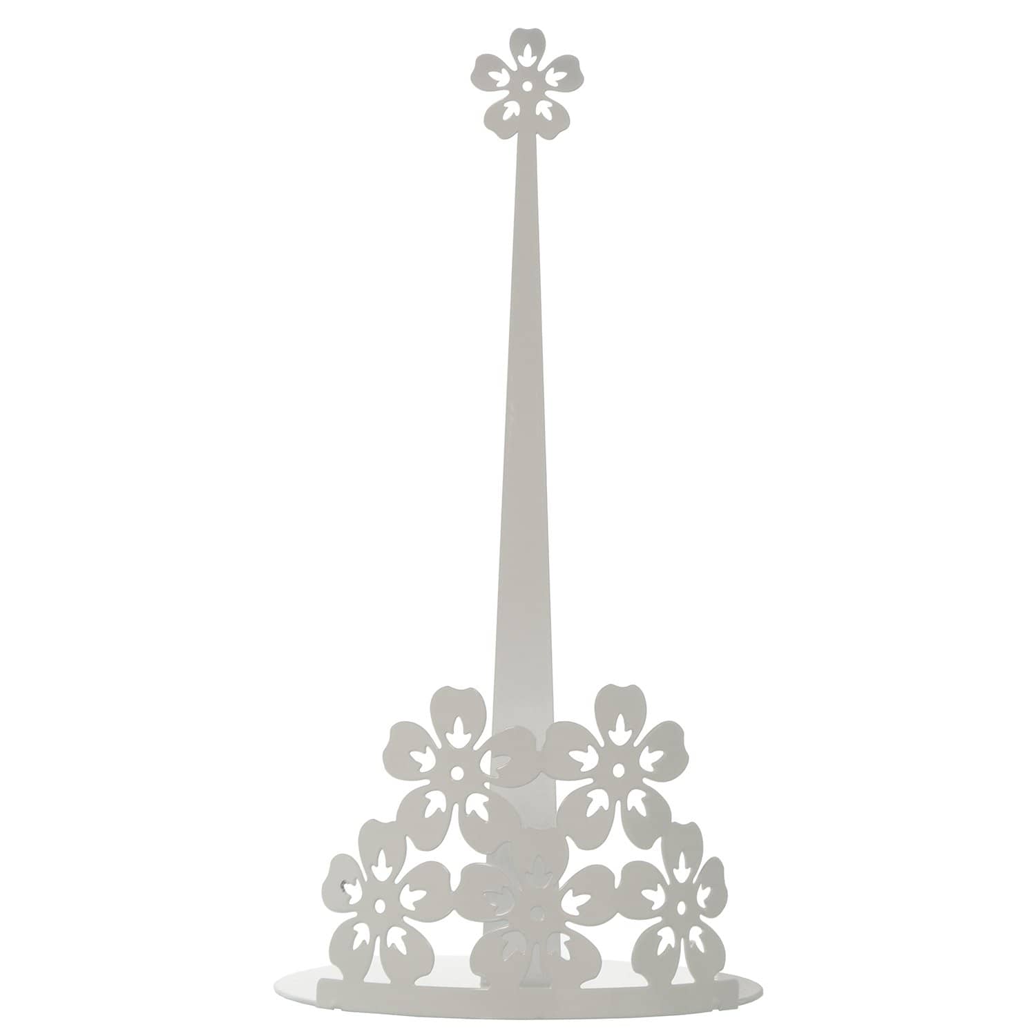 Porta rotolo da cucina in metallo bianco decorazioni fiori - Dolci pensieri gift