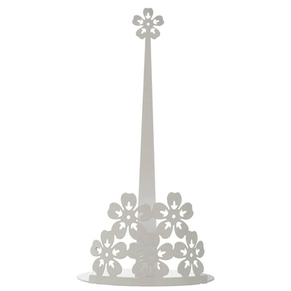 Porta rotolo da cucina in metallo bianco decorazioni fiori - Dolci pensieri gift