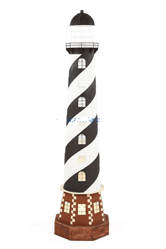 Portacandela faro marino in stagno metallo elettrificata 40 cm bianco blu e marrone - Dolci pensieri gift