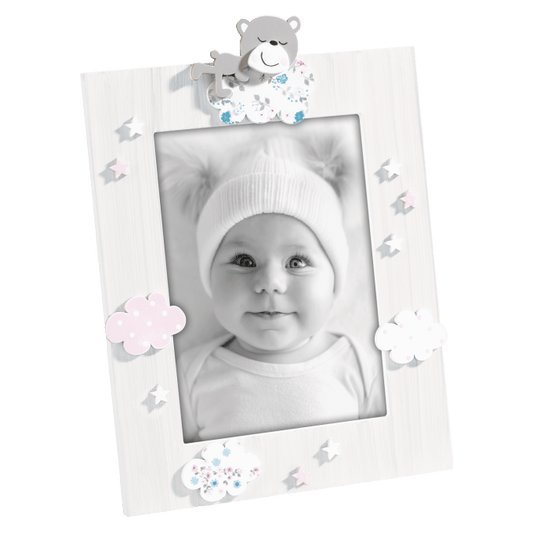 Portafoto bambino in Legno bimbo con Orsetto azzurro blu 13 x 18 cm - Dolci pensieri gift