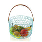 Portafrutta in metallo azzurro con manico in bambu 24 x 15 cm acquamarina - Dolci pensieri gift